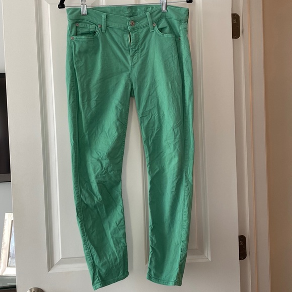 7 For All Mankind Denim - Green Ankle Skinny Jeans - 7FAM
